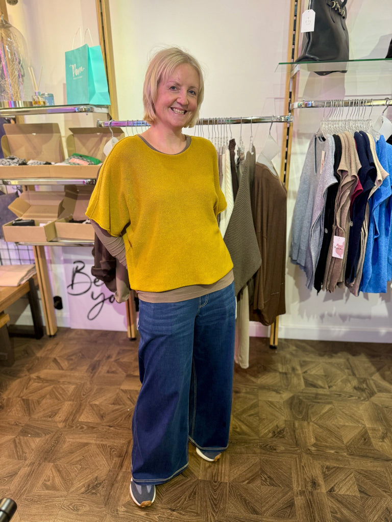 Reverse Seam Box Knit - Made In Italy Be You Lifestyle Boutique One size / Mustard