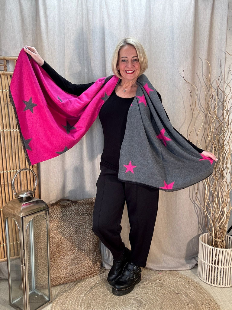 Reverse Stars print Winter Scarf Gift Be You Lifestyle Boutique Pink