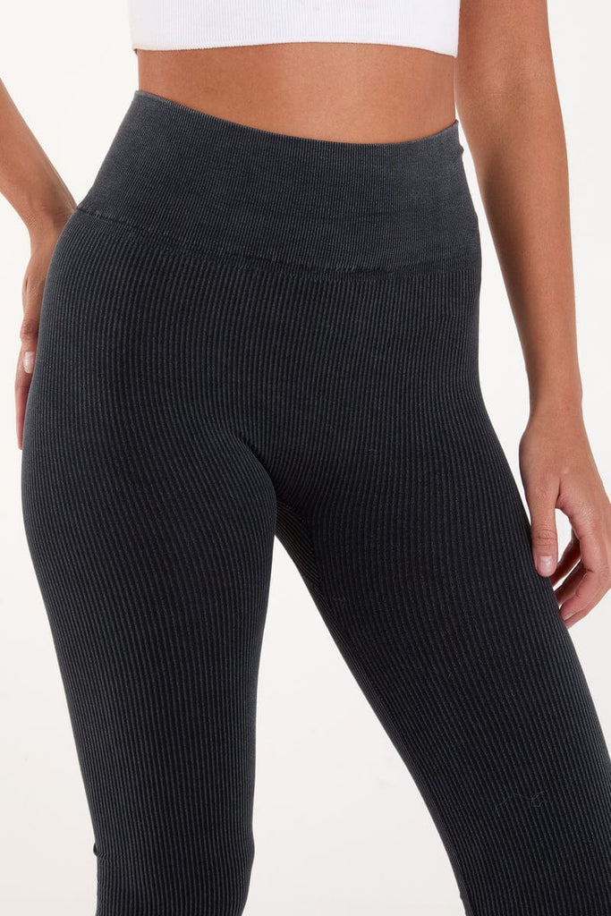 Ribbed Acid Wash Leggings Be You Lifestyle Boutique S / Charcoal