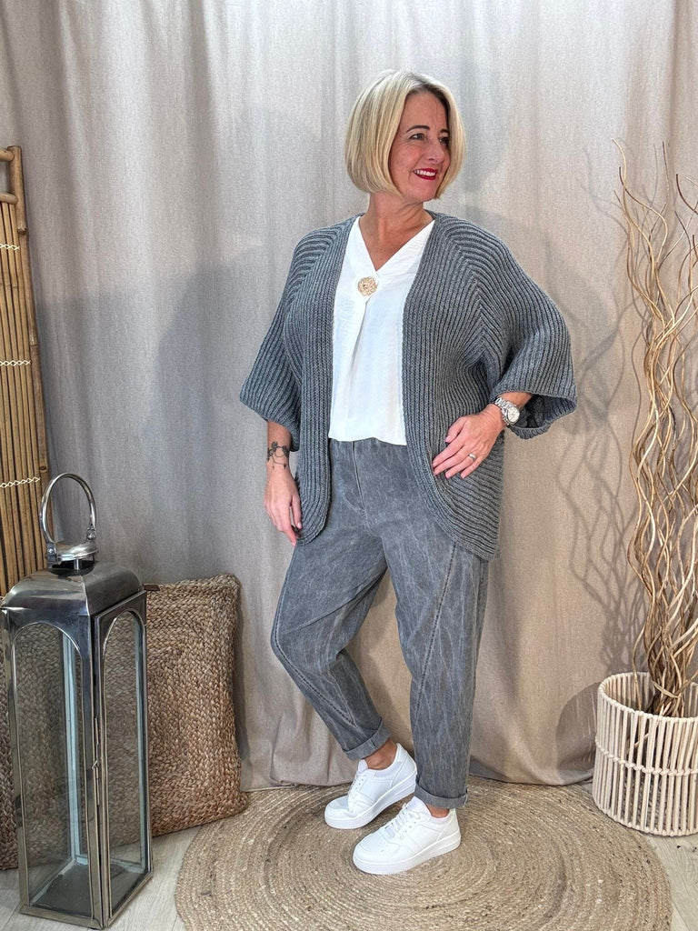 Ribbed Kimono Style 3/4  Sleeve  Cardigan Be You Lifestyle Boutique