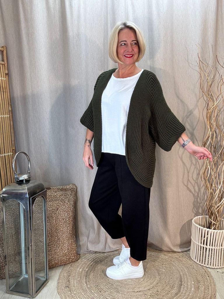 Ribbed Kimono Style 3/4  Sleeve  Cardigan Be You Lifestyle Boutique