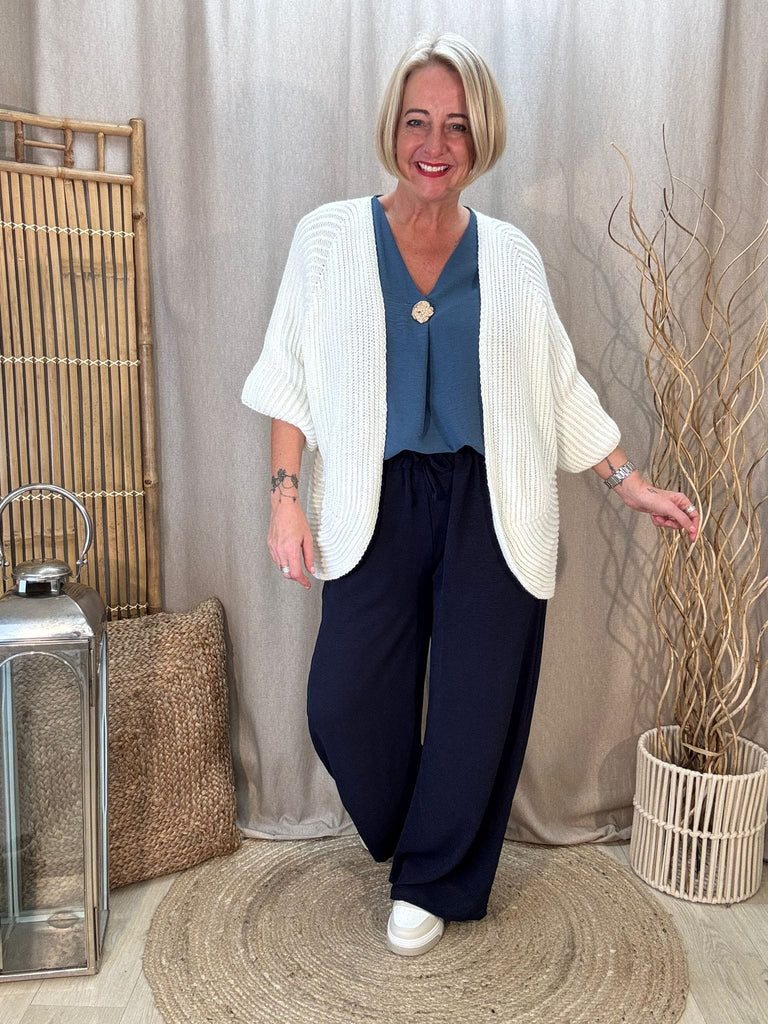 Ribbed Kimono Style 3/4  Sleeve  Cardigan Be You Lifestyle Boutique One Size / Cream