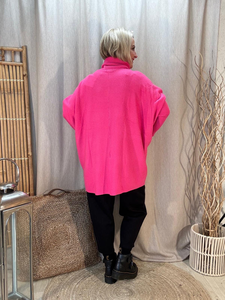 Roll Neck Neck Pocket Knit Jumper Red