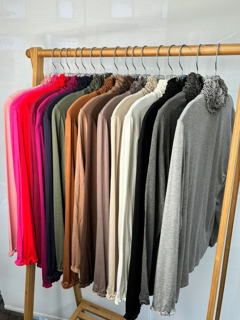 Ruffle Polo Neck Essential  Layering Top Be You Lifestyle Boutique