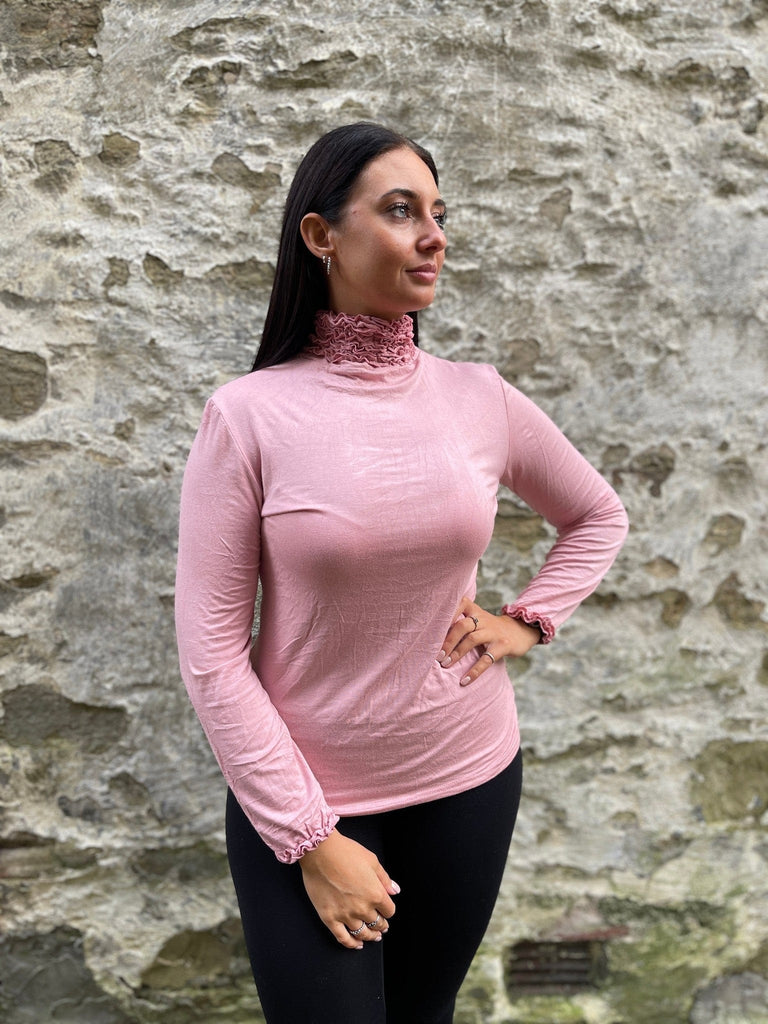 Ruffle Polo Neck Essential  Layering Top Be You Lifestyle Boutique One Size / Blush