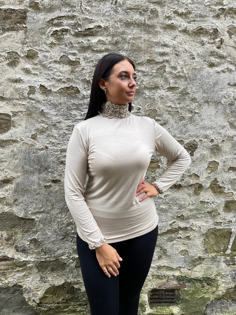 Ruffle Polo Neck Essential  Layering Top Be You Lifestyle Boutique