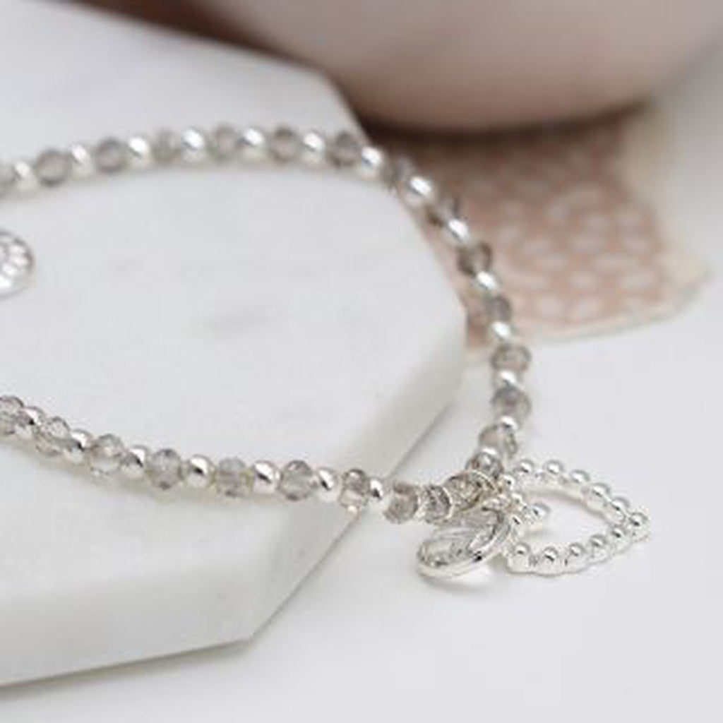 Women’s Crystal & Heart Charm Bracelet By POM Gift
