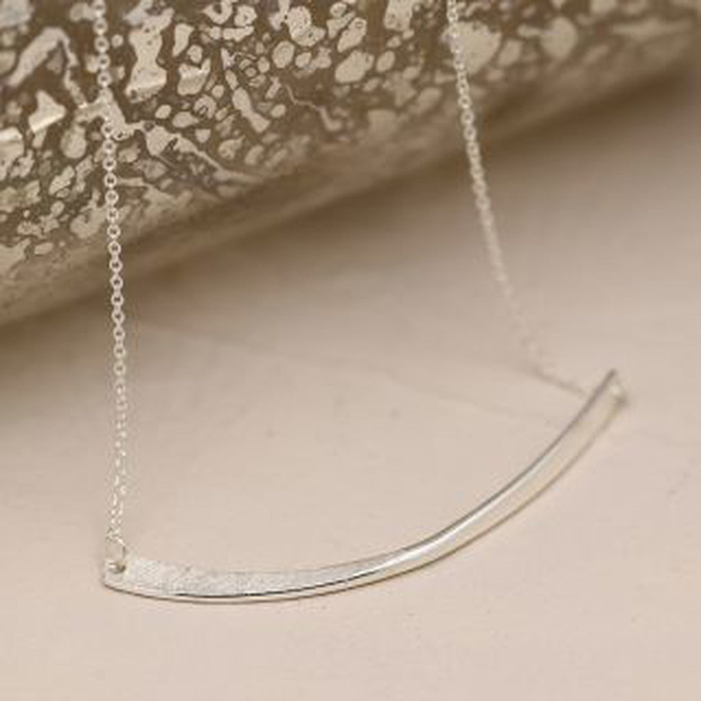Silver Swoop Bar Necklace By POM