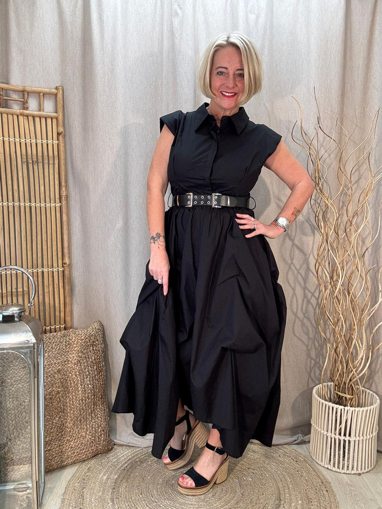 Saints Scrunch Parachute Belted Dress Be You Lifestyle Boutique One size / Black