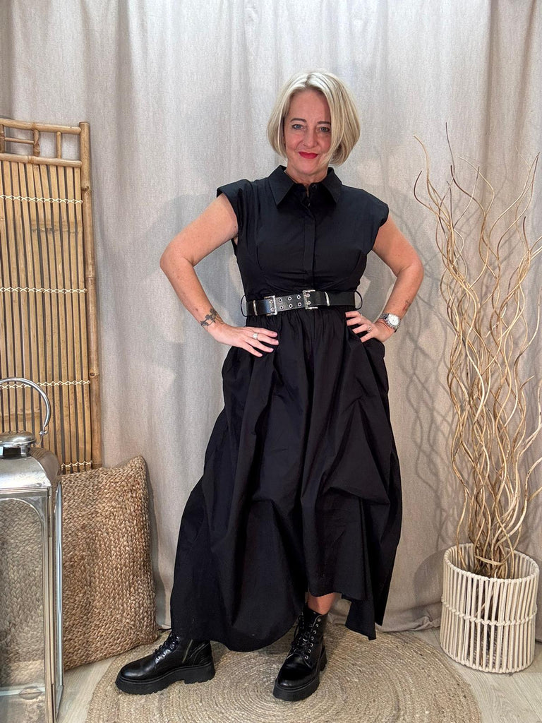 Saints Scrunch Parachute Belted Dress Be You Lifestyle Boutique One size / Black
