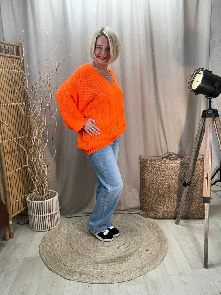 Seam Front Textured V Neck Knit Batwing Jumper Be You Lifestyle Boutique