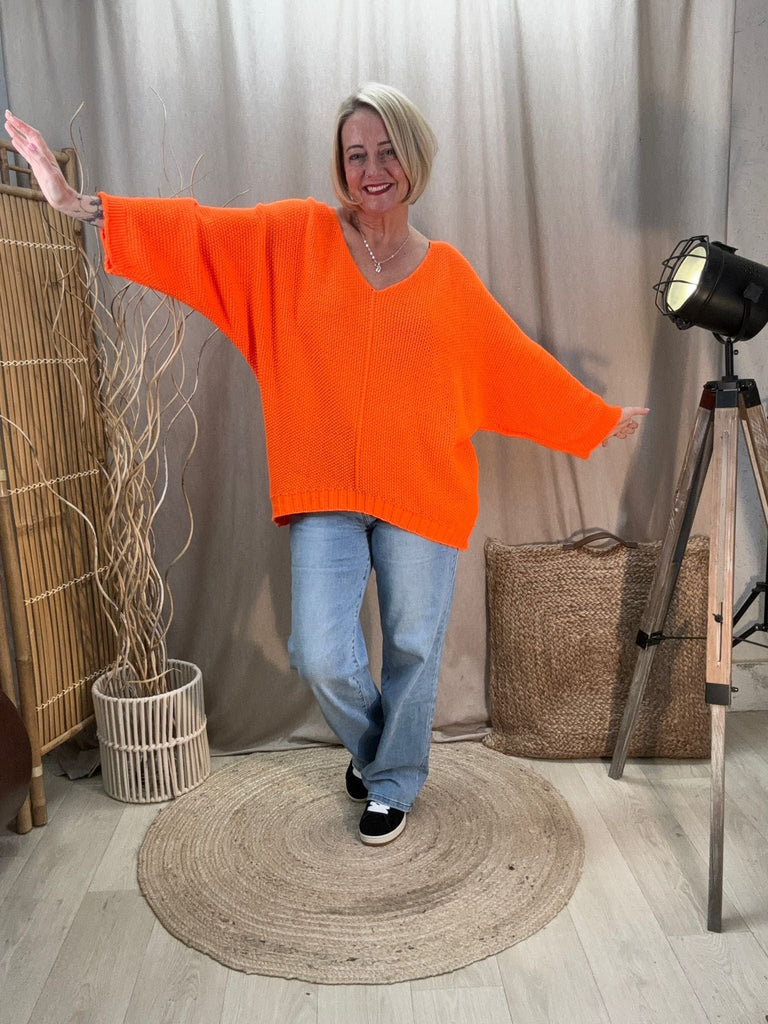 Seam Front Textured V Neck Knit Batwing Jumper Be You Lifestyle Boutique