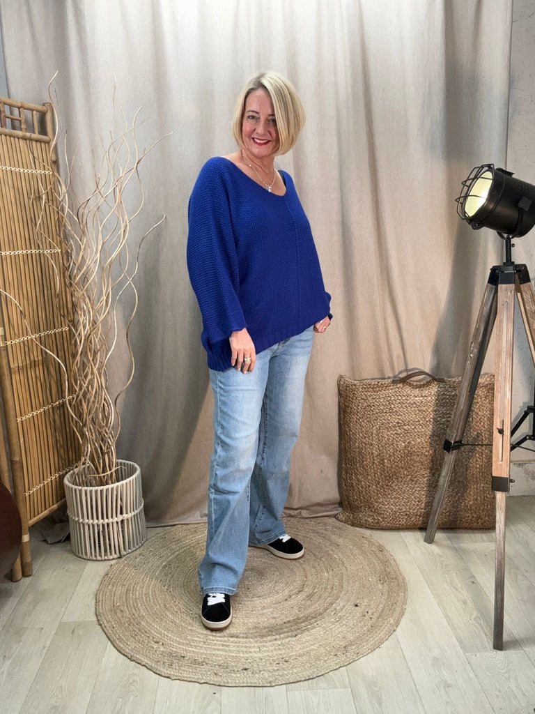 Seam Front Textured V Neck Knit Batwing Jumper Be You Lifestyle Boutique