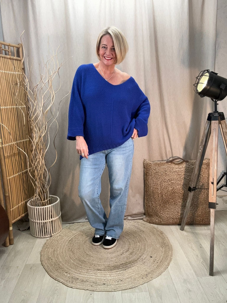 Seam Front Textured V Neck Knit Batwing Jumper Be You Lifestyle Boutique