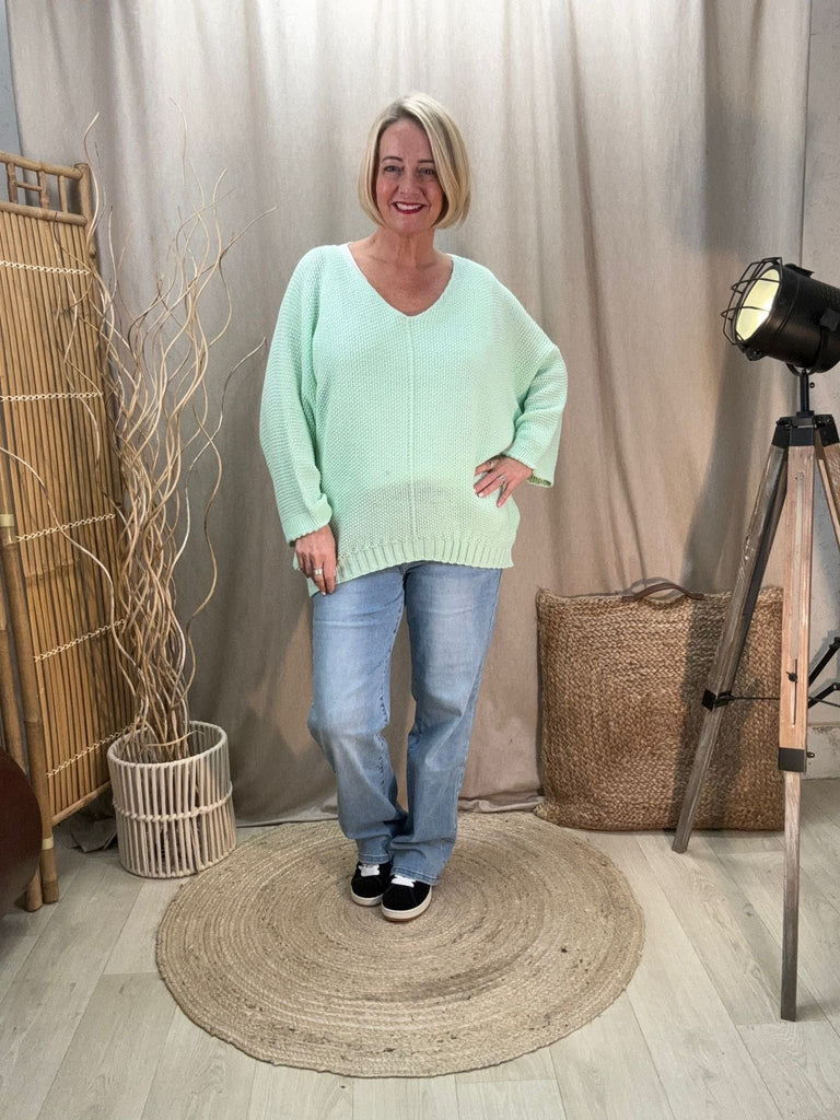 Seam Front Textured V Neck Knit Batwing Jumper Be You Lifestyle Boutique