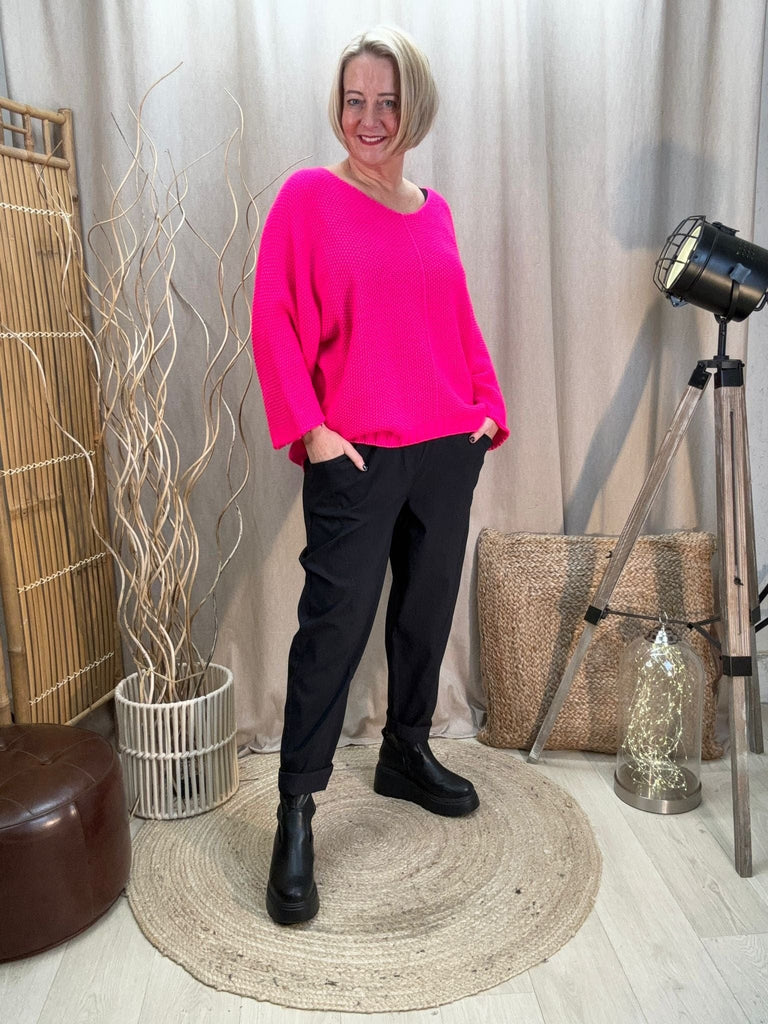 Seam Front Textured V Neck Knit Batwing Jumper Be You Lifestyle Boutique