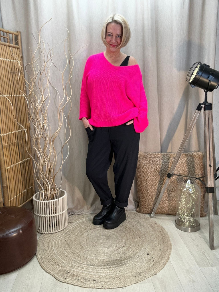 Seam Front Textured V Neck Knit Batwing Jumper Be You Lifestyle Boutique