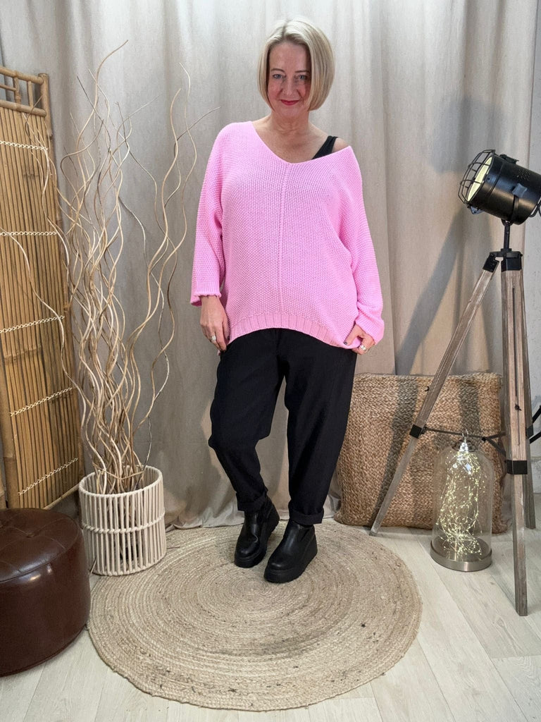 Seam Front Textured V Neck Knit Batwing Jumper Be You Lifestyle Boutique