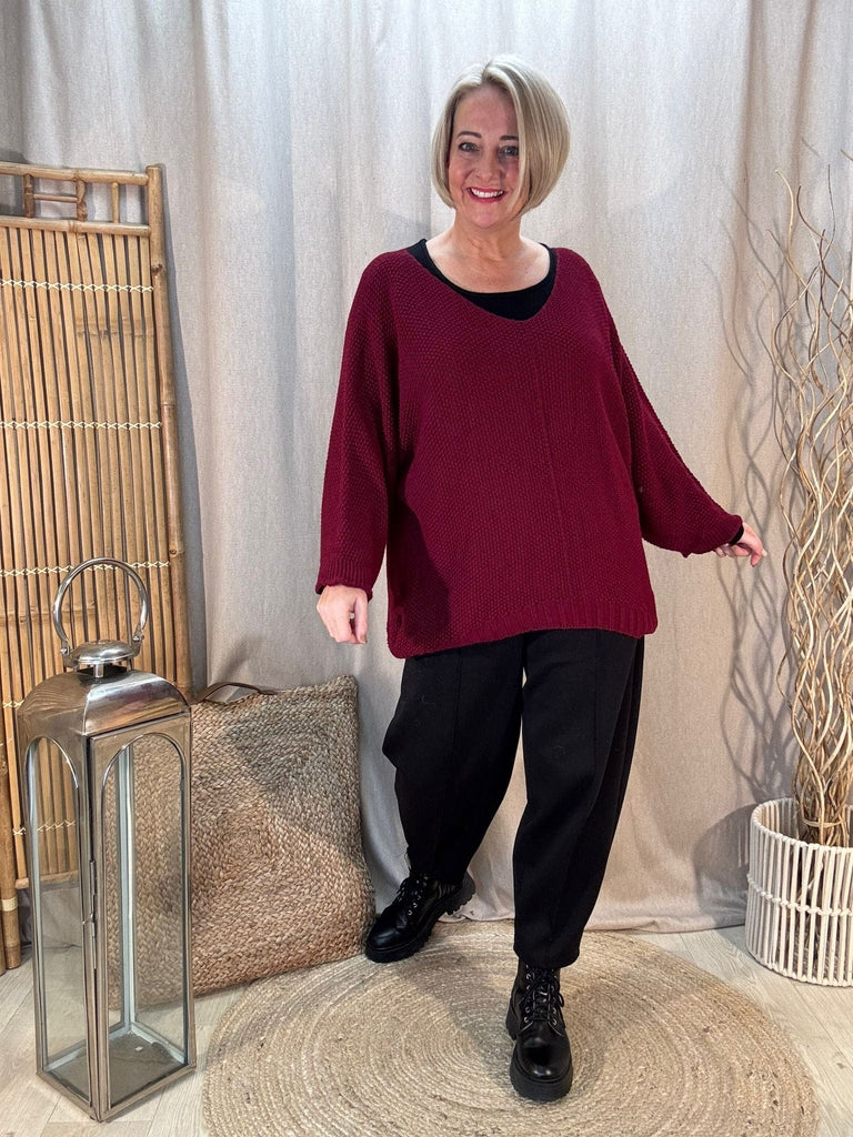 Seam Front Textured V Neck Knit Batwing Jumper Be You Lifestyle Boutique