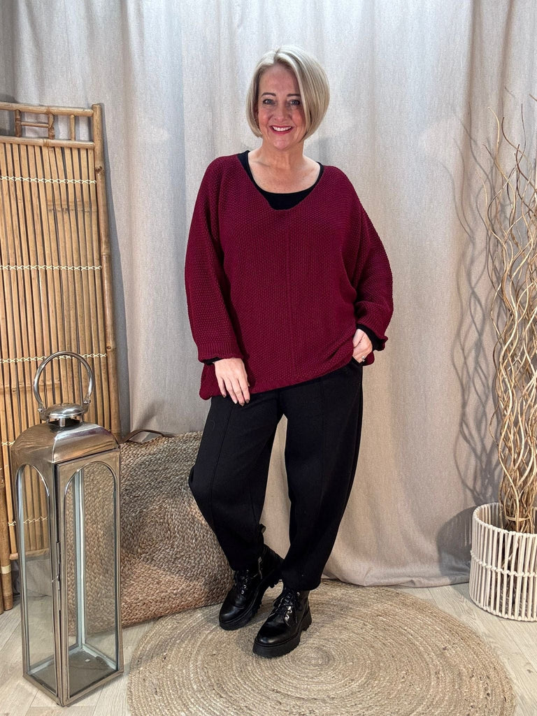 Seam Front Textured V Neck Knit Batwing Jumper Be You Lifestyle Boutique