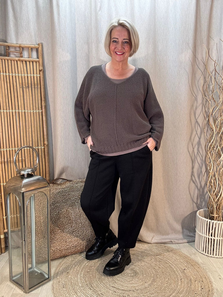 Seam Front Textured V Neck Knit Batwing Jumper Be You Lifestyle Boutique