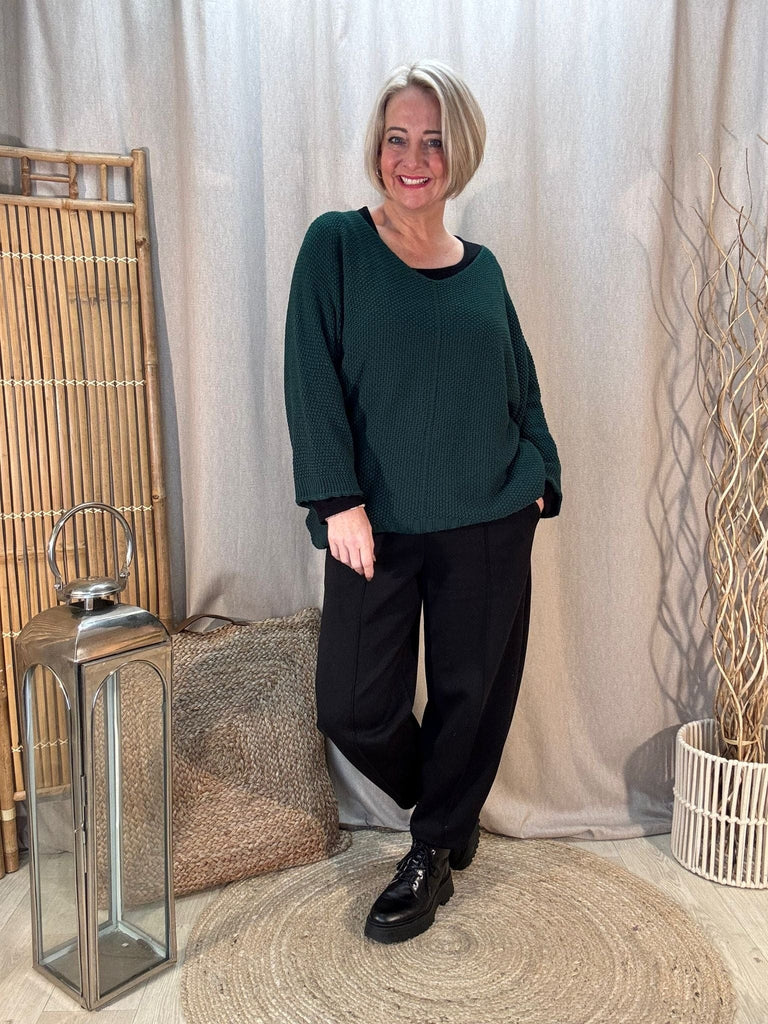 Seam Front Textured V Neck Knit Batwing Jumper Be You Lifestyle Boutique