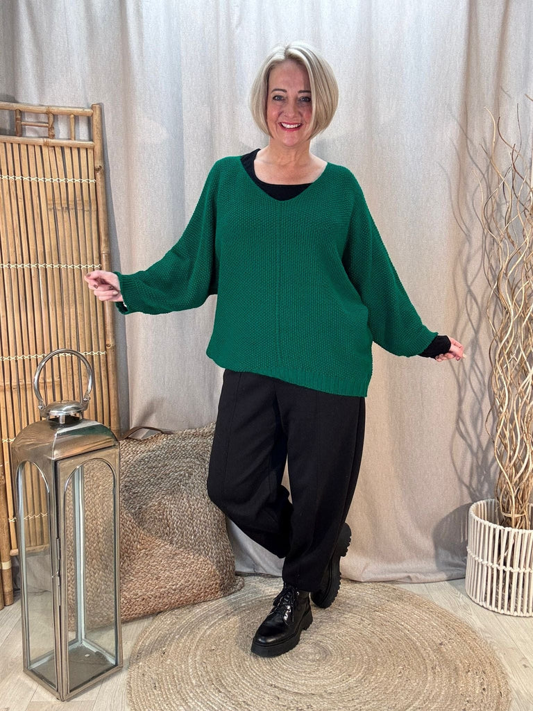 Seam Front Textured V Neck Knit Batwing Jumper Be You Lifestyle Boutique