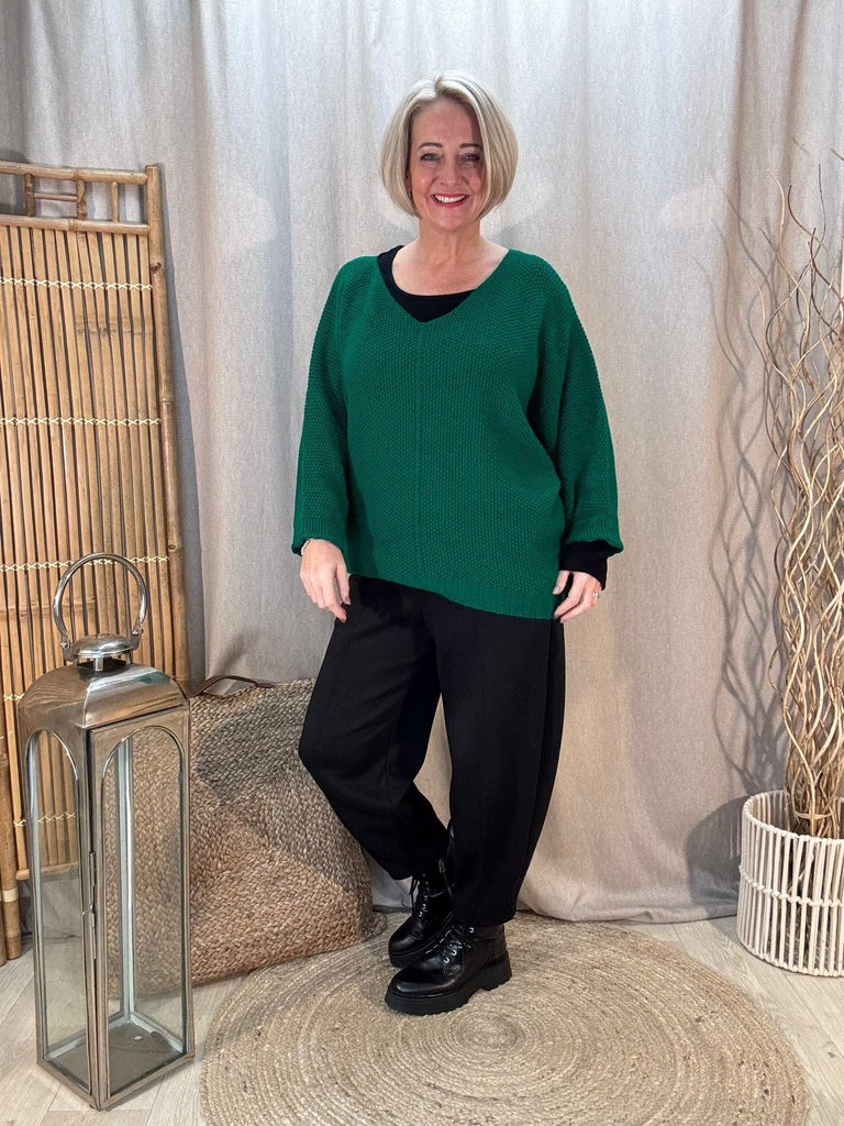 Seam Front Textured V Neck Knit Batwing Jumper Be You Lifestyle Boutique