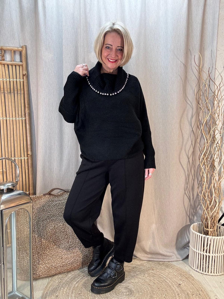 Silver Beads Cowl Neck Black Jumper Be You Lifestyle Boutique One Size