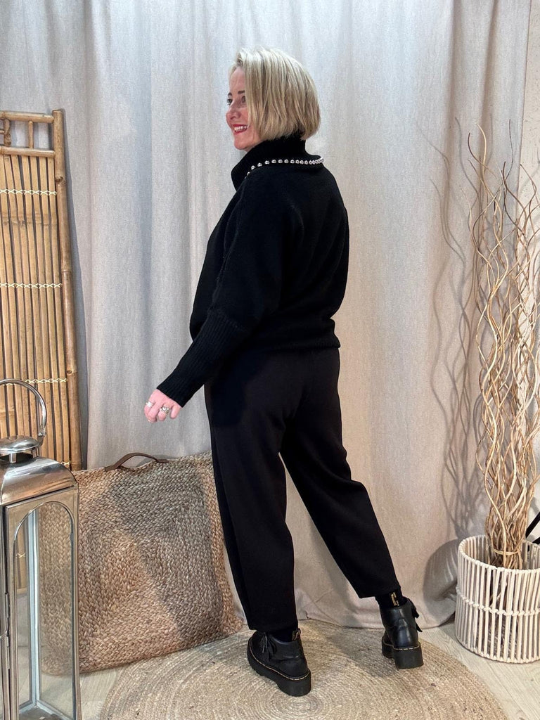 Silver Beads Cowl Neck Black Jumper Be You Lifestyle Boutique One Size