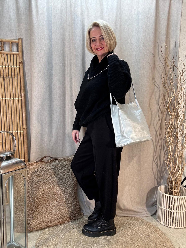 Silver Beads Cowl Neck Black Jumper Be You Lifestyle Boutique One Size