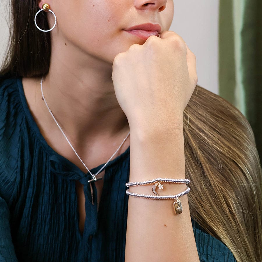 Silver Plated Amulet & Heart Charm Bracelet by POM Gift 04614 POM