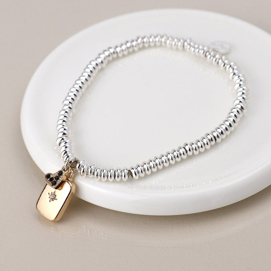 Silver Plated Amulet & Heart Charm Bracelet by POM Gift 04614 POM