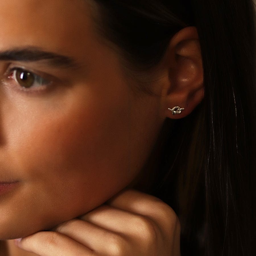 Silver Plated Dainty Knot Earrings By POM 04498 POM