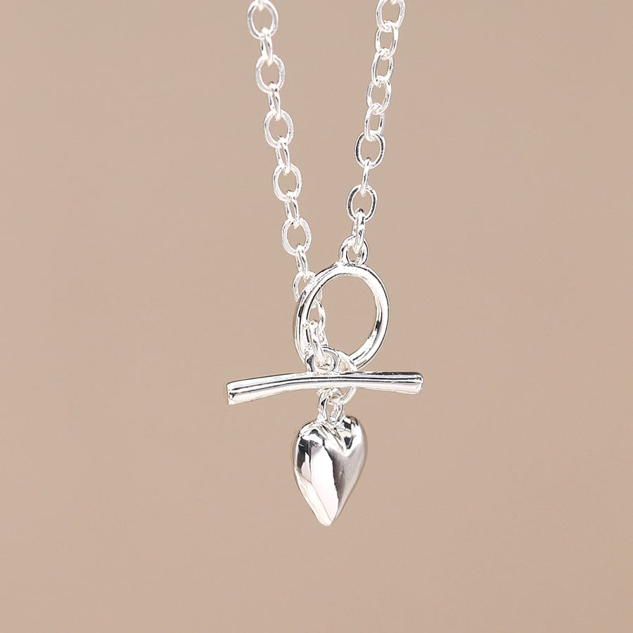 Silver Plated Heart T Bar Necklace By POM Gift 03666 Be You Lifestyle Boutique