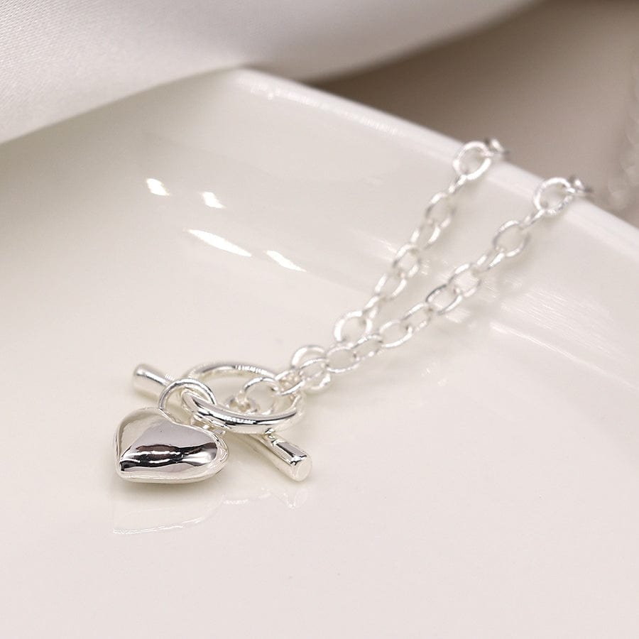 Silver Plated Heart T Bar Necklace By POM Gift 03666 Be You Lifestyle Boutique