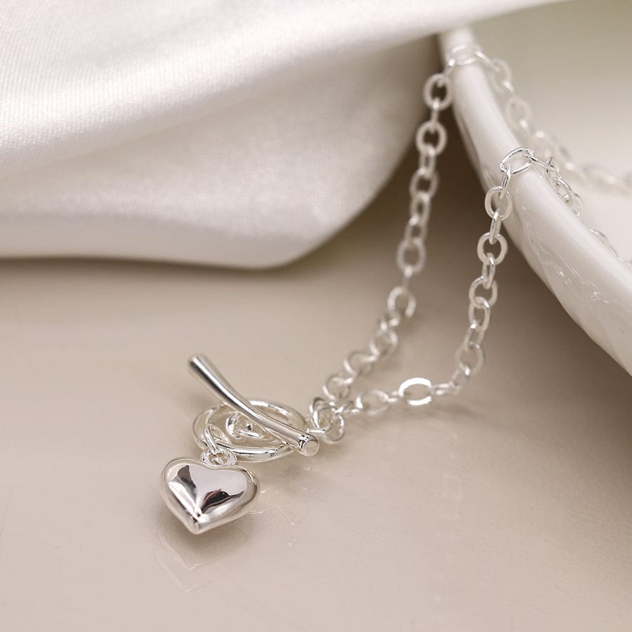 Silver Plated Heart T Bar Necklace By POM Gift 03666 Be You Lifestyle Boutique