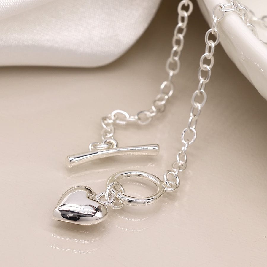 Silver Plated Heart T Bar Necklace By POM Gift 03666 Be You Lifestyle Boutique