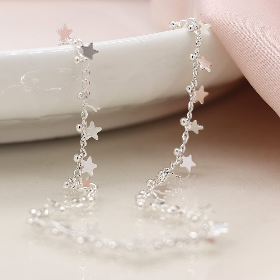 Silver Plated Multi Star & Tiny Bead Chain Necklace By POM Gift 04193 POM