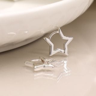 Silver Plated Star Sleeper  Earrings By POM Gift 03716 POM