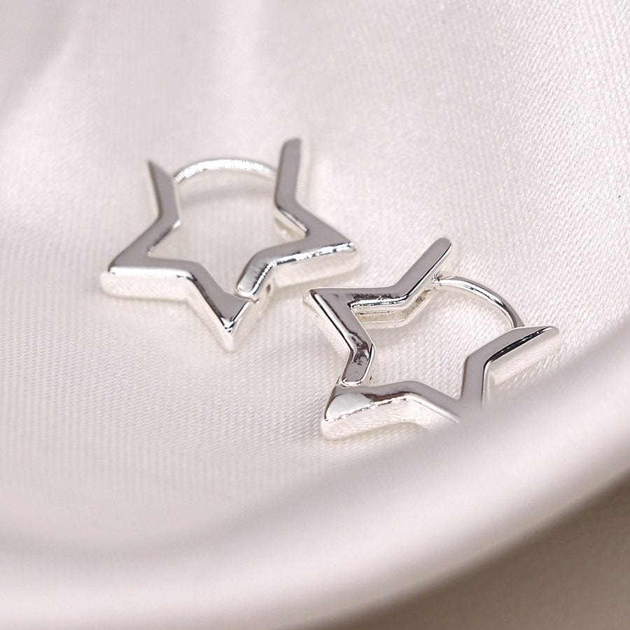 Silver Plated Star Sleeper  Earrings By POM Gift 03716 POM