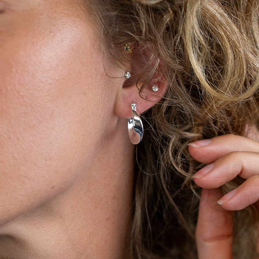 Silver Plated Twisted Hoop Earrings By Pom 03869 POM