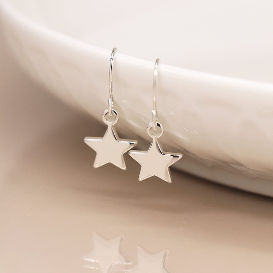 Silver Star Dangle Earrings By POM Gift 01882 POM