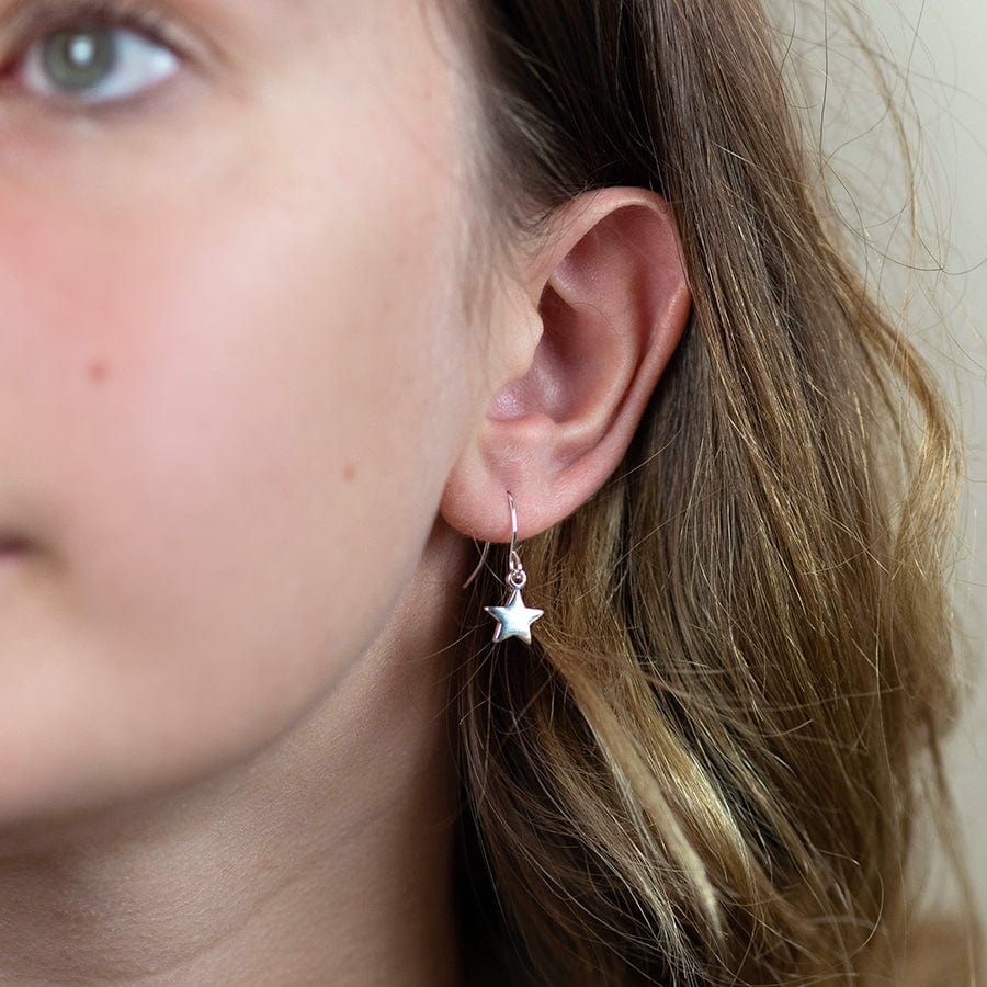 Silver Star Dangle Earrings By POM Gift 01882 POM