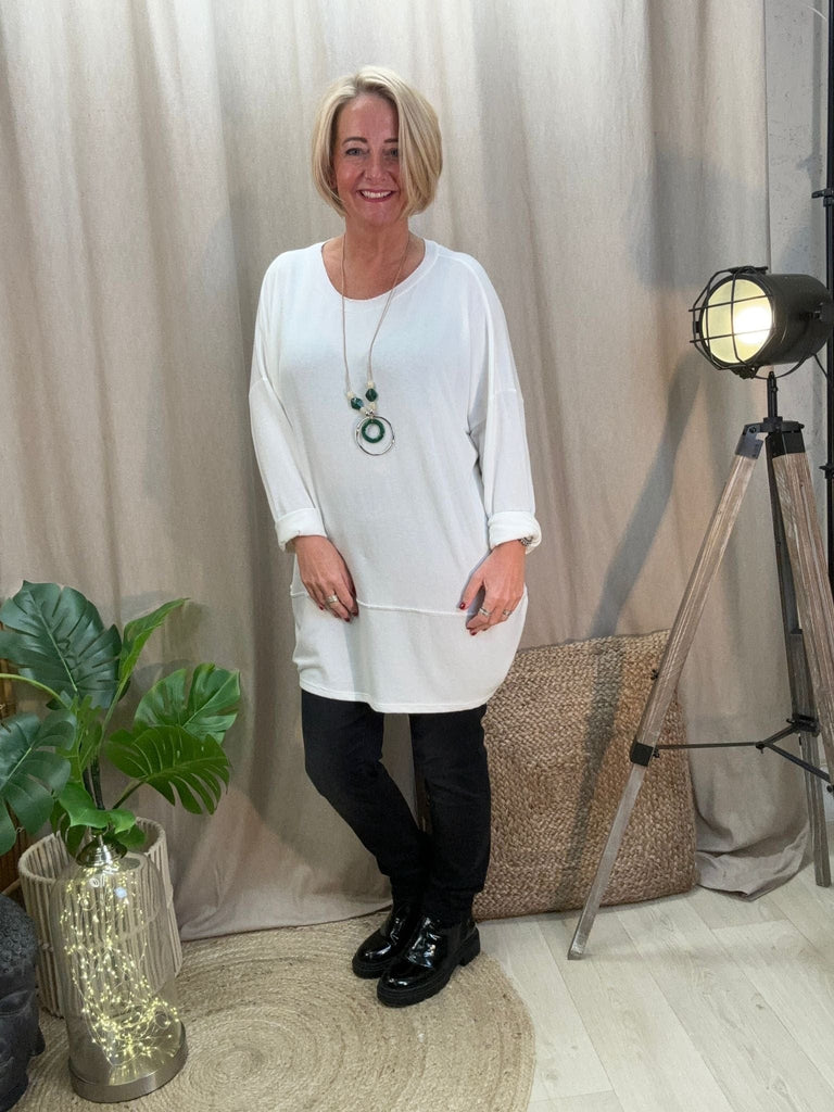 Silver Stitch Soft Knit Jumper Top Be You Lifestyle Boutique One size / White