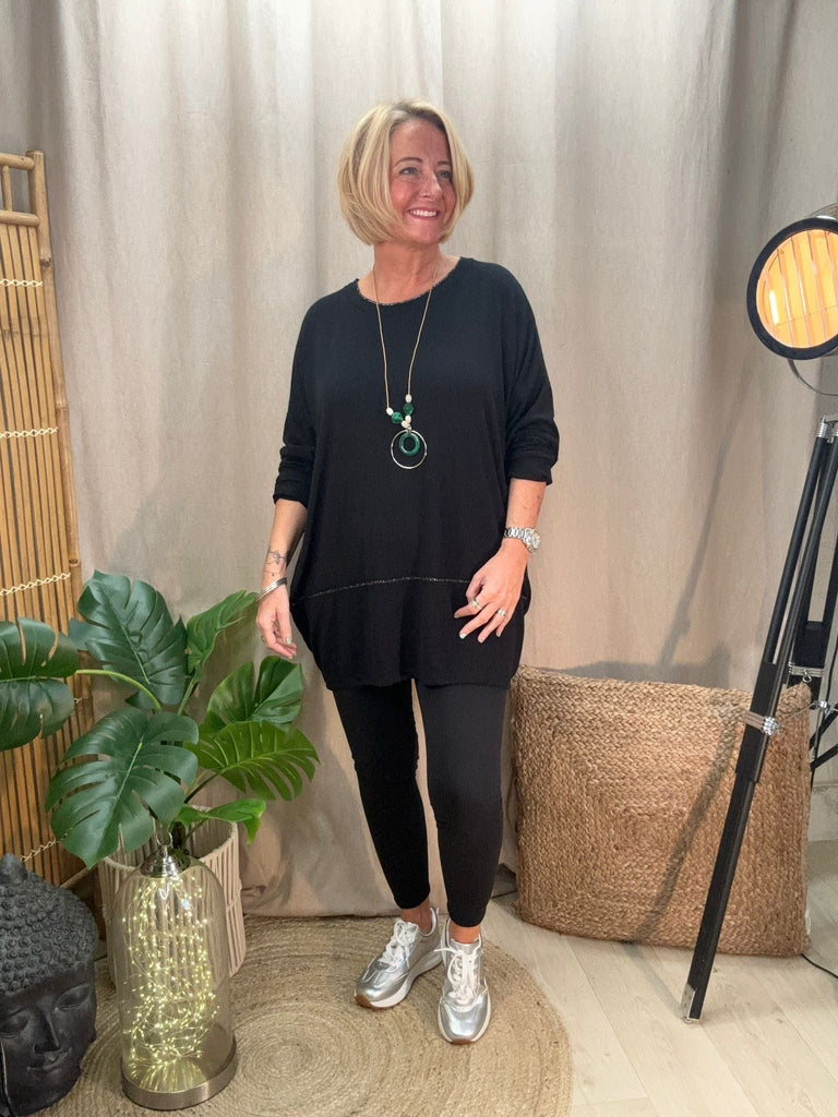 Silver Stitch Soft Knit Jumper Top Be You Lifestyle Boutique One size / Black