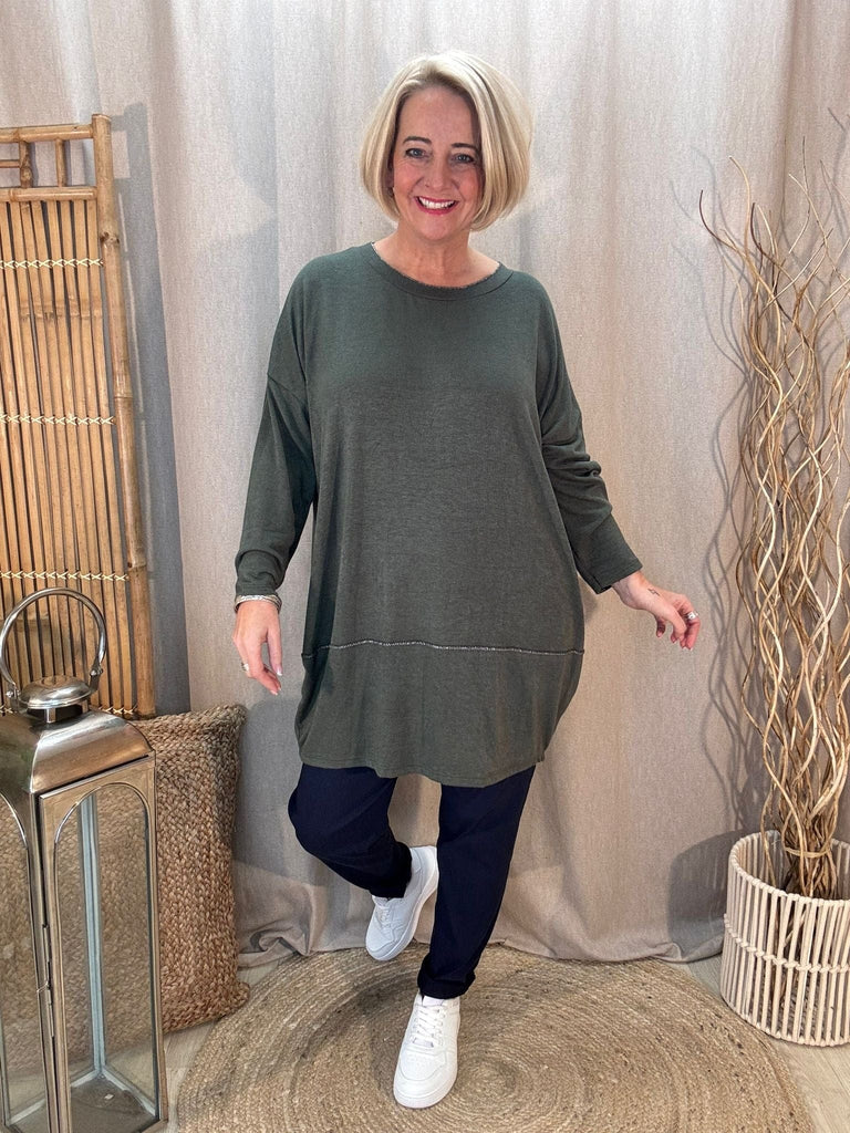 Silver Stitch Soft Knit Jumper Top Be You Lifestyle Boutique One size / Khaki