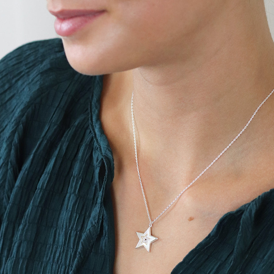 silver star shell necklace by POM