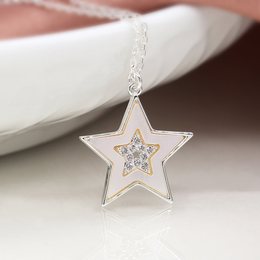 silver star shell necklace by POM