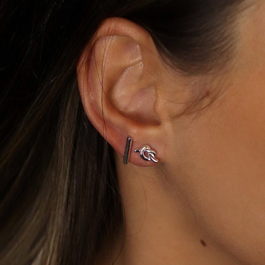 Simple Bar Silver Plated Stud Earrings By POM Gift 04500 POM